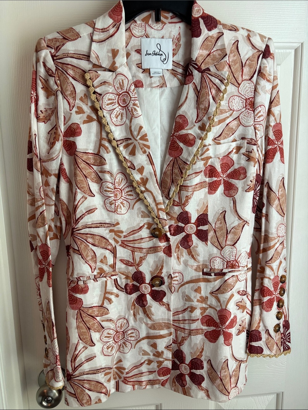 Sam Edelman Cream Blazer with Rust and Tan Floral Print